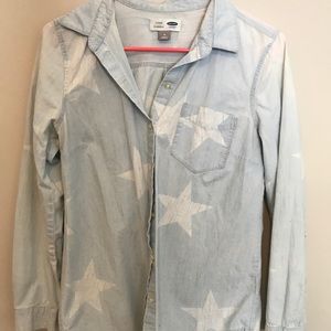 Denim jacket with white faded stars